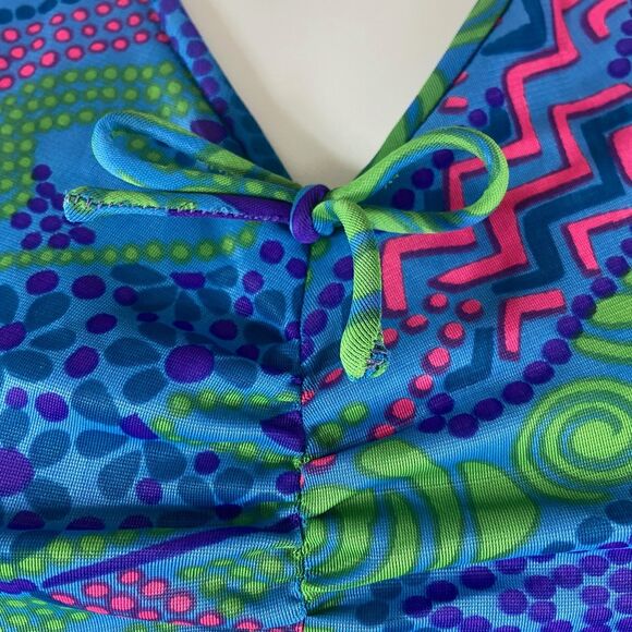 Vintage 70s Gay Gibson Psychedelic Ruffle Flutter Sleeve Maxi Dress Abstract S/M - Picture 5 of 15